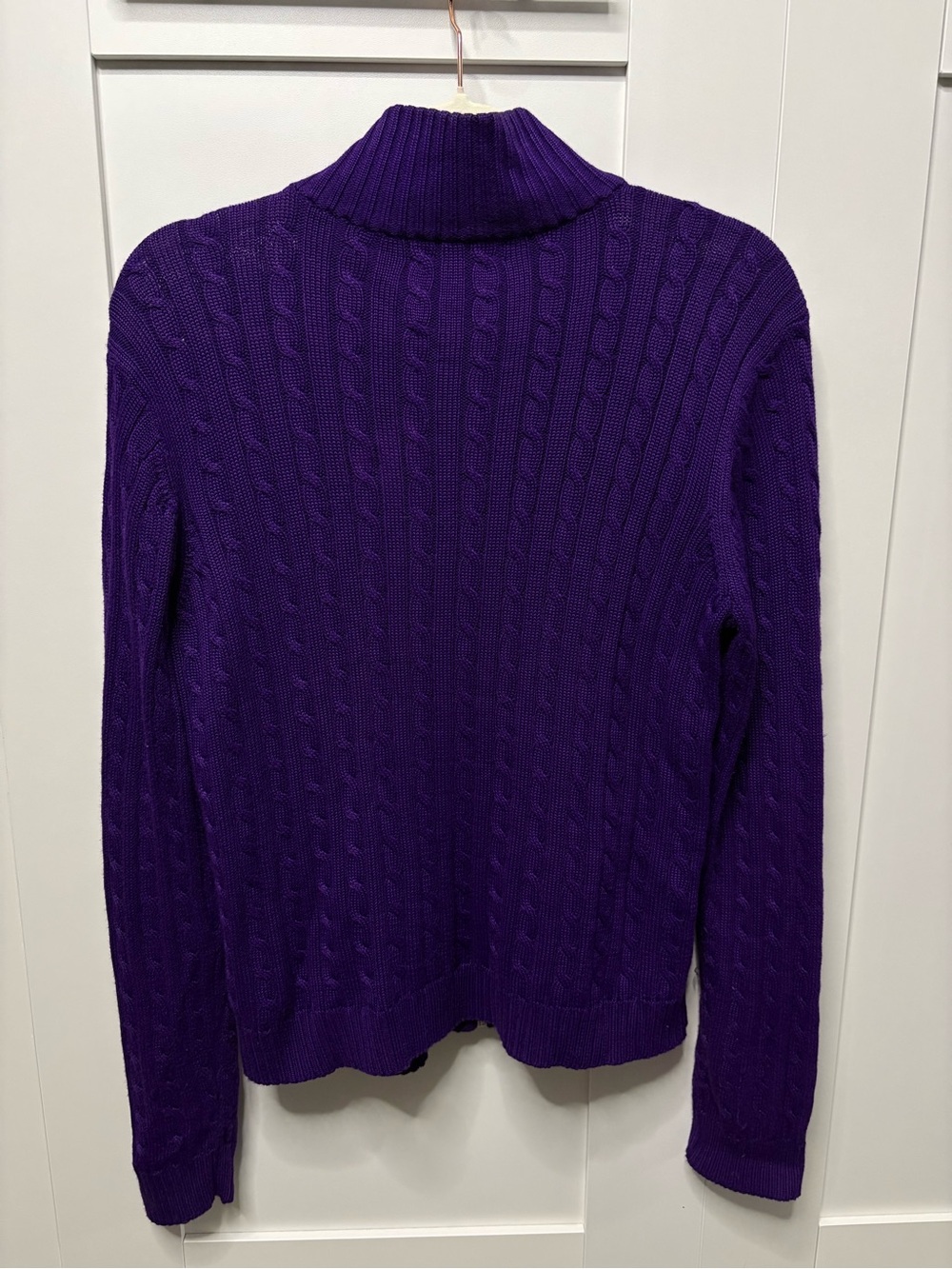 Lauren Ralph Lauren purple cable knit zip-up sweater - Picture 7 of 8